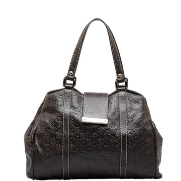 GUCCIsima Wave Handbag Shoulder Bag 211935 Brown Canvas Leather Women's