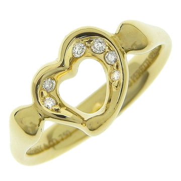 TIFFANY Open Heart Elsa Peretti K18 Yellow Gold x Diamond Size 8.5 Women's Ring S