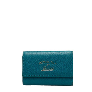 GUCCI key case 354499 green blue leather ladies