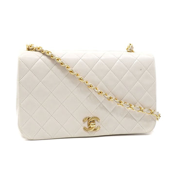 CHANEL Chain Shoulder Bag Matelasse Women's White Lambskin A03568 Coco Mark