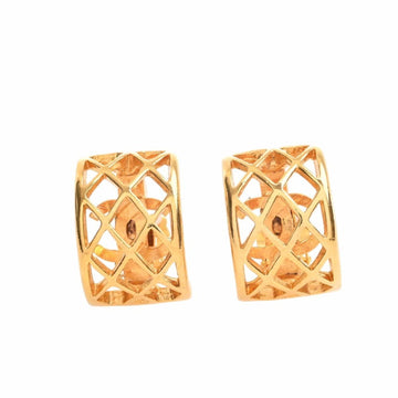 CHANEL Cocomark lattice earrings gold ladies