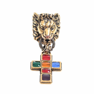 GUCCI Lion Head Cross Ring #L Multicolor No. 18 Men's