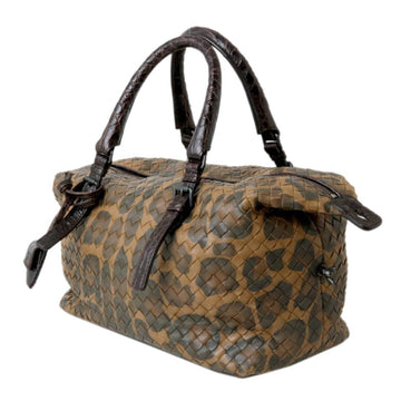 Bottega Veneta Handbag Boston Bag Panther Intrecciato Leopard Print Cadena Key