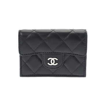 CHANEL Matelasse Classic Small Flap Black AP0230 Women's Lambskin Trifold Wallet