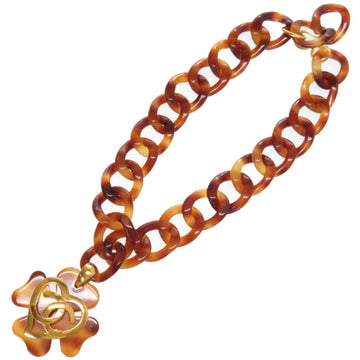 Chanel Heart Coco Mark Plastic Chain Necklace Vintage Gold Brown 95P Accessories