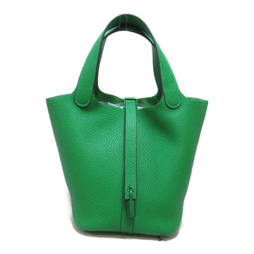 HERMES Picotin Lock Tote Bag Green Taurillon Clemence leather