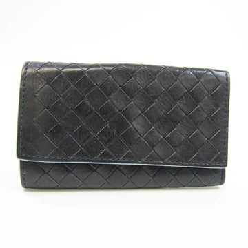 BOTTEGA VENETA Intrecciato Men,Women Leather Key Case Black,Light Blue