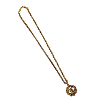 CHANEL Vintage Coco Mark Chain Necklace Pendant Accessory Gold