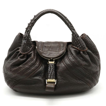 FENDI spy bag handbag tote leather dark brown tea 8BR511