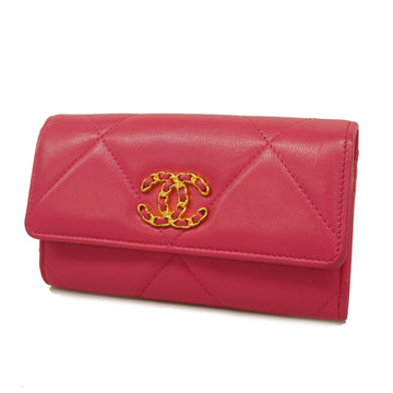 Chanel Bifold Wallet Matelasse Lambskin Pink Gold metal