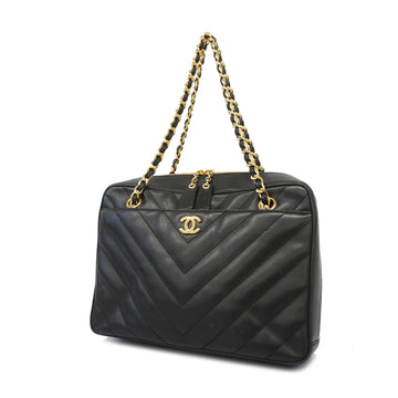 Chanel V-stitch W Flap W Chain W Chain Shoulder Bag Women's Leather Shoulde