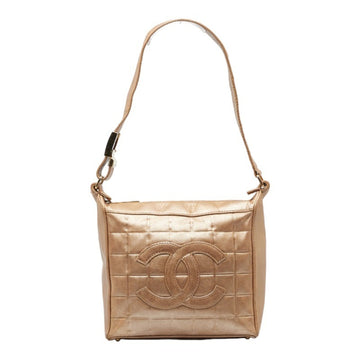 CHANEL Chocolate Bar Coco Mark Handbag One Shoulder Bag Gold Leather Ladies