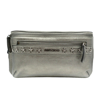 JIMMY CHOO Star Studded Leather Metallic Gray Body Bag 0208 5J0208ESI5