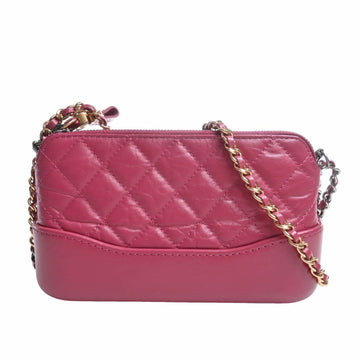 CHANEL Leather Gabriel de Coco Mark Chain Shoulder Bag Pink Ladies