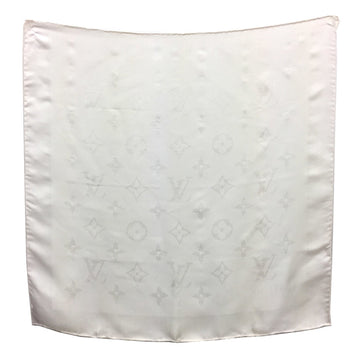 LOUIS VUITTON Monogram Scarf Muffler Carre Embroidery Watermark White Men's Women's Unisex  aq6752