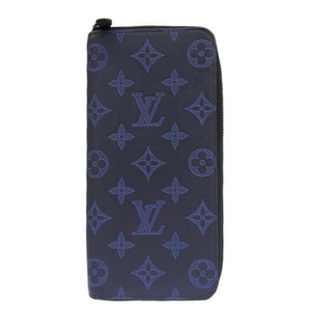 LOUIS VUITTON Monogram Shadow Zippy Vertical Round Long Wallet M80423 Navy Ladies