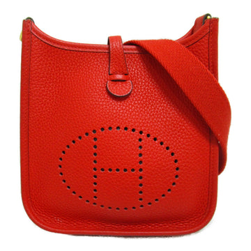 HERMES Evelyn TPM Shoulder Bag Red Taurillon Clemence leather