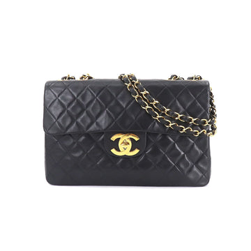 Chanel Decamato matelasse 34 chain shoulder bag leather black A01094 vintage gold metal fittings Matelasse