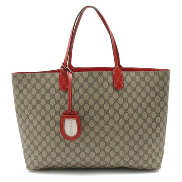 GUCCI GG Supreme Tote Bag Large Shoulder Reversible PVC Leather Beige Red 368571