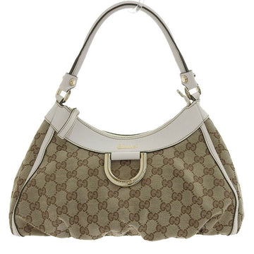 Gucci GG Canvas,Leather Handbag Brown,White
