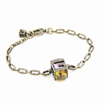 GUCCI Square G 550888 Silver 925 Charm Bracelet Purple,Silver,Yellow