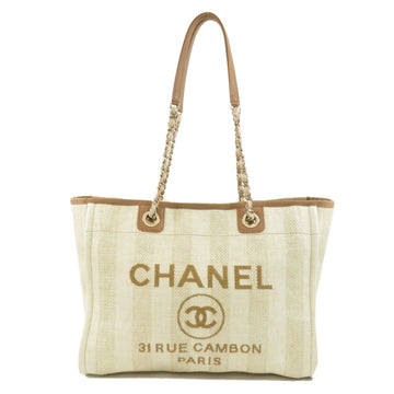 CHANEL Deauville Tote Bag Canvas Ladies