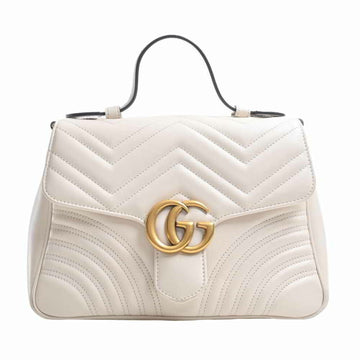 GUCCI GG Marmont Leather Small Handbag 498110 Ivory Ladies