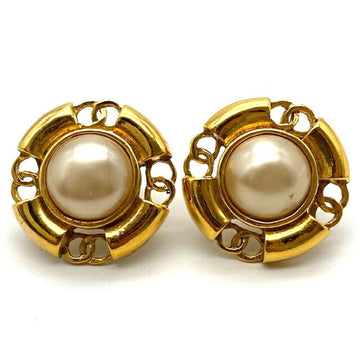 CHANEL fake pearl earrings here mark plated gold 93A accessories