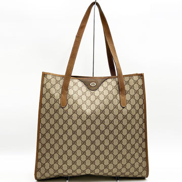 GUCCI Old GG Pattern Tote Bag Beige x Brown Supreme Canvas Leather Ladies Fashion 92.02.998