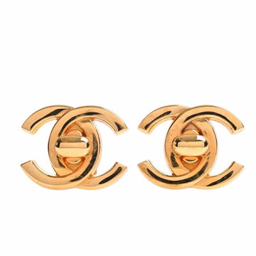 CHANEL Coco Mark Turnlock Earrings Gold Women's