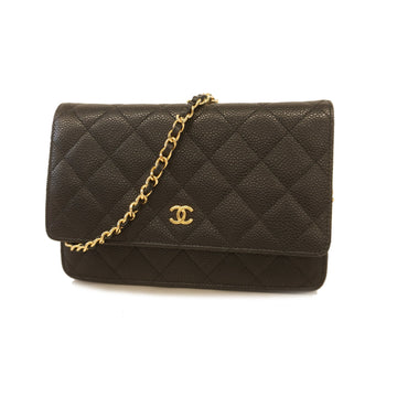 Chanel Matelasse Chain Wallet Women's Caviar Leather Chain/Shoulder Wallet black