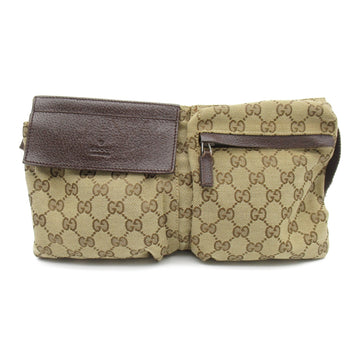 GUCCI Waist bag Beige Brown leather GG canvas 28566