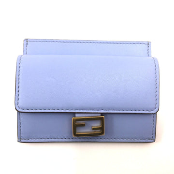 FENDI Card Case Baguette FF Motif Coin 8M0423 Leather Blue Ladies