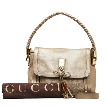 GUCCI Bamboo Bella Handbag Shoulder Bag 282301 Gold Leather Women's