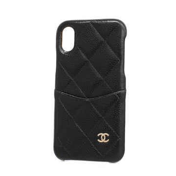CHANELAuth  Phone Case Black iPhone case/matelasse/caviar skin