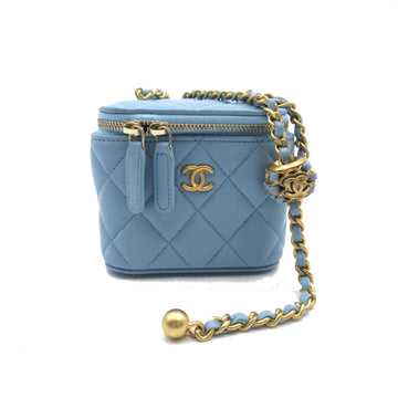 CHANEL Vanity ChainShoulder Blue Lambskin [sheep leather]