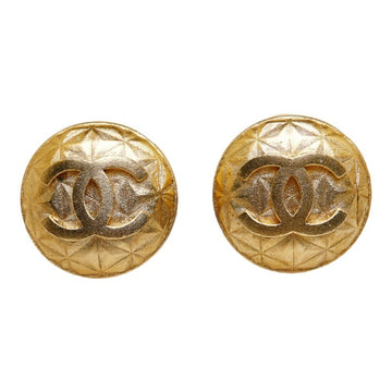 CHANEL coco mark round earrings gold plated ladies