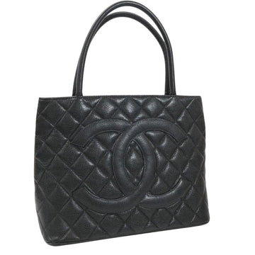 CHANEL Tote Bag Reproduction Matelasse Coco Mark Handbag A01804 Caviar Skin Black Women's