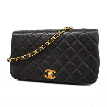 Chanel Shoulder Bag Matelasse Single Chain Lambskin Black Gold metal