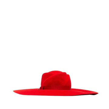 GUCCI Panther Animal Ribbon Folded Hat 444015 Red Wool Women's