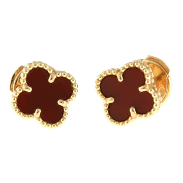 VAN CLEEF & ARPELS Sweet Alhambra Earrings 18K K18 Yellow Gold Carnelian Ladies