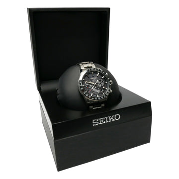 SEIKO ASTRON ass Tron clock wristwatch chronograph men's GPS solar date display 10 ATM water resistant round black dial titanium silver / SBXC003 5X53-0AB0