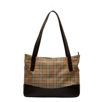 BURBERRY Nova Check Shadow Horse Handbag Tote Bag Beige Brown Canvas Leather Women's