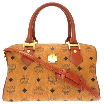 MCM Monogram Pattern PVC Brown Handbag Bag 0237