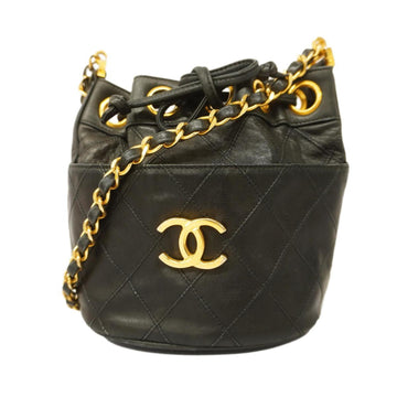 CHANEL Shoulder Bag Bicolore Chain Lambskin Black Gold Hardware Women's