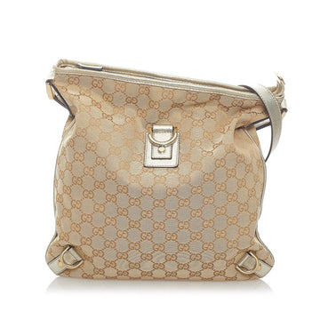 Gucci GG Canvas Abbey Shoulder Bag 131326 Beige Champagne Gold Leather Ladies GUCCI