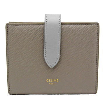 CELINE Small Strap Wallet 10H263BRU Women's Calfskin Wallet [bi-fold] Gray Beige,Light Blue