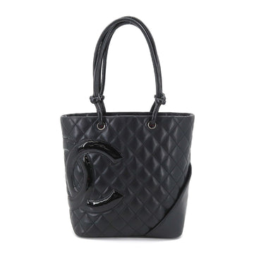 CHANEL cambon line medium tote bag leather enamel black A25167 silver metal fittings Cambon Line Bag