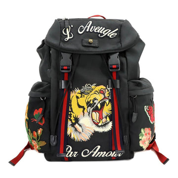 GUCCI Embroidery Tiger Backpack Rucksack Nylon Black 429037