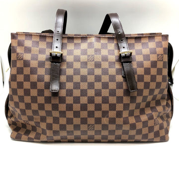 LOUIS VUITTON Chelsea N51119 Damier Brown Gold Metal Fittings Leather Tote Bag Women's